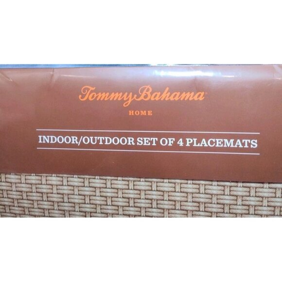 New Set of 4 Tommy Bahama Home Brown Weave 19"x13" Indoor/Outdoor Placemats - Picture 3 of 3